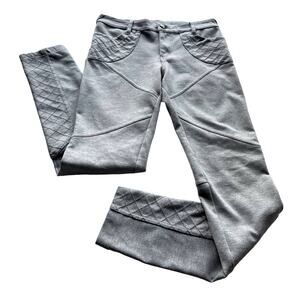 Women's Free People‎ Gray Leggings Moto Skinny Leg Biker Casual Knit Pant sz 27